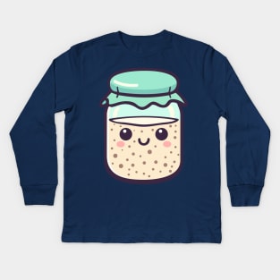 Kawaii Sourdough Starter Kids Long Sleeve T-Shirt